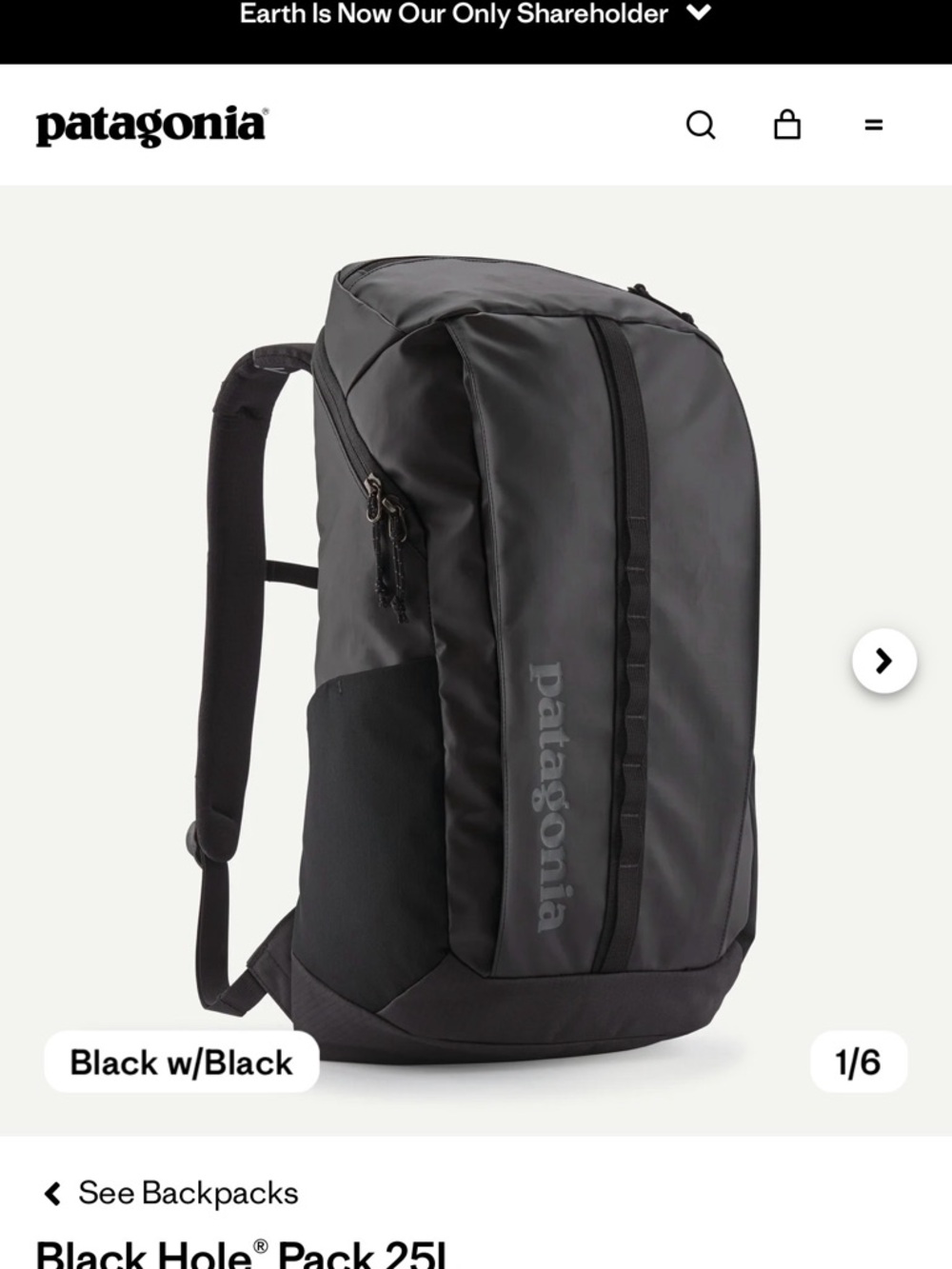 Patagonia Black Waterproof Daypack - Black